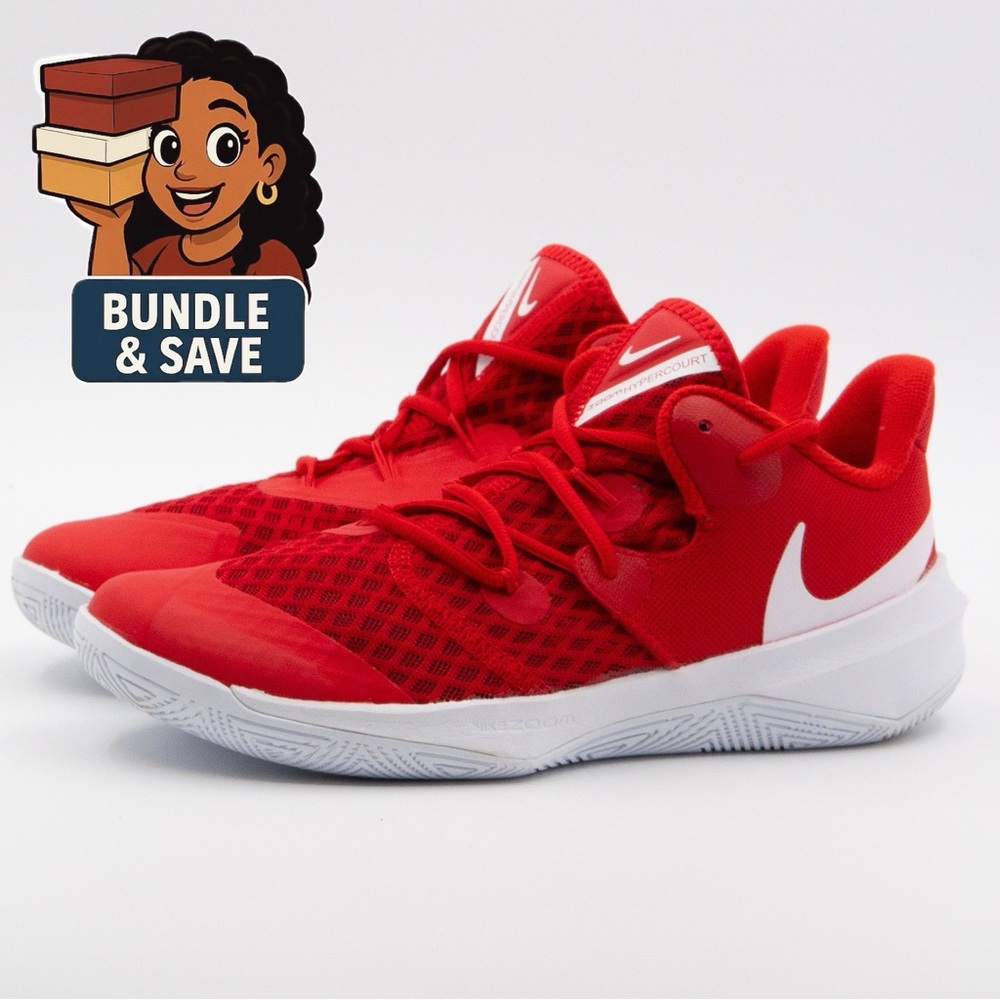 NIKE Zoom Hyperspeed Court “University Red/White” Sz 7.5M / 9W *EUC (CI2964-610)